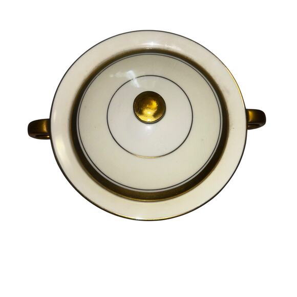 Theodore Haviland New York Gotham Sugar Bowl With Lid Gold Accents - Picture 2 of 8